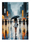 Yağmurlu Şehir Sokakları Model Mdf tablo