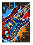 Renk Patlamalı Elektro Gitar Art Mdf Poster