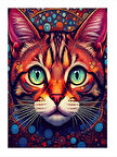 Renkli Soyut Kedi Art Mdf Tablo
