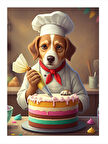 Pastacı Köpek Figürü Hediyelik Mdf Tablo