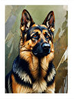 Alman Çoban Köpeği Portresi Art Mdf Poster