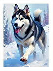 Koşan Husky Köpeği Model Mdf tablo