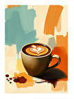 Latte Sanatı İle Kahve Mdf Tablo