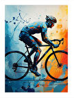Bisiklet Süren Sporcu Desenli Ahşap Tablo