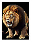 Aslanın Güçlü Duruşu Desenli Mdf Tablo