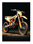 Turuncu Motokros Motosikleti Art Mdf Poster