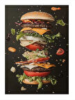 Kat Kat Lezzetli Hamburger Model Ahşap Tablo