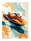 Dalgalara Karşı Jet Ski Tasarım Ahşap Tablo