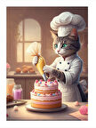 Tatlı Ustası Kedi Dekoratif Mdf Tablo