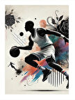 Basketbolun Hareketi Desenli Ahşap Tablo
