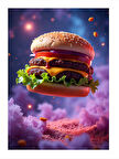 Bulutların Üzerinde Burger Modern Mdf Tablo