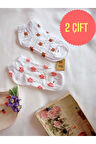 2 ÇİFT ÇORAP PAMUKLU BURUN DİKİŞSİZ KISA KONÇ PATİK DESENLİ KADIN ÇORABI 36-40 BEYAZ KIRMIZI