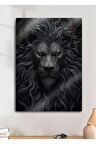 Siyah Aslan Lion - Metal Duvar Tablosu