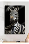 Takım Elbiseli Zebra, Çizgili - Sanatsal Metal Hayvan Tablosu