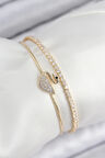 Pirinç Zirkon Taşlı Kuğu Model Gold Renk Kadın Bileklik - TJ-BB7889