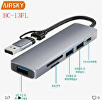 Airsky Hc13Fl 5 İn 1 Usb Type-C 2 İn 1 Çevirici