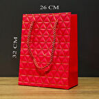 Büyük Boy Kırmızı Gold Desenli Hediye Çantası