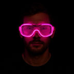 Pembe Led Işıklı Parti Gözlüğü - Neon Glow Şerit Gözlük 3 Modlu