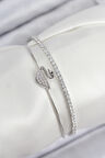 Pirinç Zirkon Taşlı Kuğu Model Gümüş Renk Kadın Bileklik - TJ-BB7890