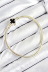 Pirinç Charm Zirkon Taşlı Yonca Model Gold Renk Kadın Bileklik - TJ-BB7806