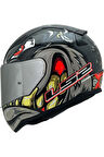 Rapıd 2 Spox Full Face Motosiklet Kaskı Gri-kırmızı Gri Camlı