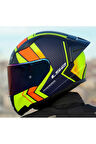 RAPID 2 RACE EXTRA MAT NEON SARI FULLFACE MOTOSİKLET KASKI GÖKKUŞAĞI CAMLI