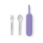 Omiebox - OmiePod UP Menekşe Silikon Çatal ve Kaşık Seti