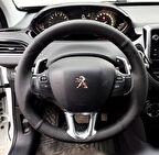 DİKİŞLİ DİREKSİYON KILIFI SİYAH DERİ NOKTALI DERİ SİYAH DİKİŞLİ PEUGEOT 208 İÇİN