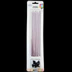Pembe Metalik İnce Uzun Pasta Mum 20 cm * 6 Adet