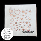 Beyaz Üzeri Rose Gold Kalp Baskılı Metalik Peçete 33*33 cm 16 Adet