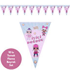 Lol Bebek İyiki Doğdun Pembe Yeşil Flama Bayrak Set Süs