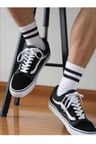 4 Çift Ekonomik Paket Erkek Kadın Unisex Çorap Soket Uzun Tenis Corap Çizgili Kolej Çoraplar