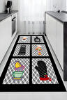 Dijital Baskılı Dekoratif Yıkanabilir Kaymaz Taban Mutfak Halısı