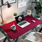 Özel Tasarım Desk Matı - Masa Örtüsü – 110 cm × 100 cm – Wine Kırmızı – Premium Poliüretan Deri