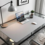 Özel Tasarım Desk Matı - Masa Örtüsü – 50 cm × 280 cm – Light Grey – Premium Poliüretan Deri