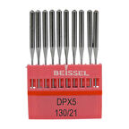 Beissel DPx5 Sanayi Tipi Düz makine Kalın dipli iğne 21/130 Numara SUK uçlu 10 Adet (1 Paket)