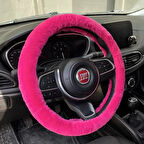 Yumuşak Tüylü Peluş Direksiyon Kılıfı Fuşya Pembe