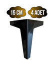 Serçe Düz 15CM Plastik Ayak Mobilya Masa ve Dolap AYAĞI(15CM)(SİYAH)(4 ADET)