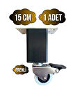 Kale Ahşap Tekerli Ayak Mobilya Masa ve Dolap Tekerli Ayağı(FRENLİ)(15CM)(ANTRASİT)(1 ADET)(KAYIN)