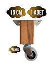 Kale Ahşap Tekerli Ayak Mobilya Masa ve Dolap Tekerli Ayağı(FRENSİZ)(15CM)(1 ADET)(KAYIN/GÜRGEN)