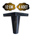 Rüzgar Plastik 12cm Ayak Mobilya Masa ve Dolap Ayağı(12CM)(SİYAH)(4 ADET)