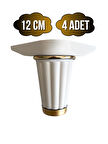 Babil 12cm Plastik Ayak Mobilya Masa ve Dolap Ayağı(12CM)(BEYAZ - ALTIN)(4 ADET)