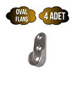 Oval Askı Borusu Flanşı Dolap ve Mobilya Oval Boru Flanşı(İÇ ÖLÇÜLERİ EN:15MM BOY:25MM)(4 ADET)