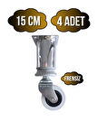 Metal Krom Tekerli Ayak Mobilya Masa ve Dolap Tekerli Ayağı(FRENSİZ)(KROM)(15CM)(4 ADET)(ÇAP:42MM)