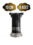 Düz Şeritli Alüminyum Ayak Mobilya Masa ve Dolap Ayağı(SİYAH)(10CM)(4 ADET)