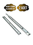 Teleskobik 35MM Çekmece Ray Bilyeli Mobilya Dolap Rayı(40CM)(35MM)(2 TAKIM)(KROM)