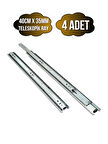 Teleskobik 35MM Çekmece Ray Bilyeli Mobilya Dolap Rayı(40CM)(35MM)(4 TAKIM)(KROM)