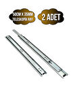 Teleskobik 35MM Çekmece Ray Bilyeli Mobilya Dolap Rayı(50CM)(35MM)(2 TAKIM)(KROM)