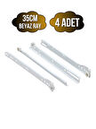 Beyaz Metal Çekmece Rayı Tekerlekli Mobilya Dolap Çekmece Rayı(BEYAZ)(35CM)(4 TAKIM)(METAL)