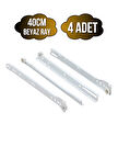 Beyaz Metal Çekmece Rayı Tekerlekli Mobilya Dolap Çekmece Rayı(BEYAZ)(40CM)(4 TAKIM)(METAL)